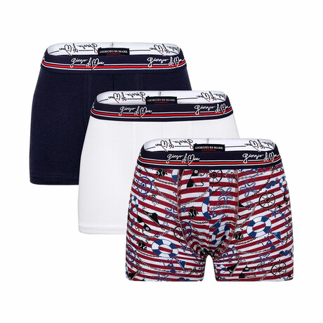 Hank Boxer Brief 3-Pack // Patterned + Navy + White (XL)