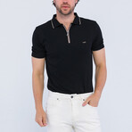 Quarter Zip Short Sleeve Polo Shirt // Black (XL)