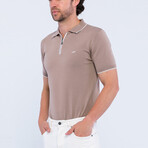 Quarter Zip Short Sleeve Polo Shirt // Light Brown (3XL)