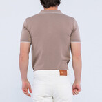 Quarter Zip Short Sleeve Polo Shirt // Light Brown (2XL)
