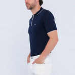 Quarter Zip Short Sleeve Polo Shirt // Navy (M)