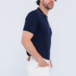 Quarter Zip Short Sleeve Polo Shirt // Navy (3XL)