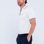 Quarter Zip Short Sleeve Polo Shirt // Ecru (M)