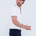 Quarter Zip Short Sleeve Polo Shirt // Ecru (L)