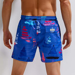 Ethan Swim Trunks // Blue + Red (S)