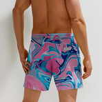 Levi Swim Trunks // Pink + Blue Marble (L)