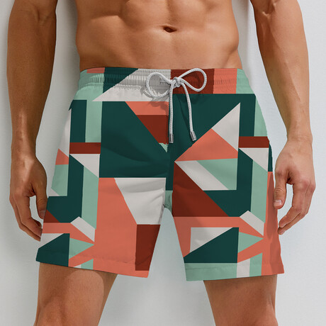 Callan Swim Trunks // Orange + Green (S)