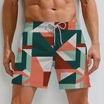 Callan Swim Trunks // Orange + Green (2XL)