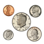 Custom 5-Coin Proof Set // Choose Your Year // 1990-1998 // Wood Presentation Box (1990)