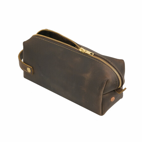 High Line Medium Leather Toiletry Bag // Dark Brown