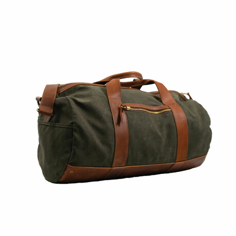 Tahoe Canvas Travel Duffle Bag // Olive and Saddle