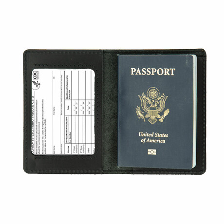 Leather Passport and Vax Card Holder // Black