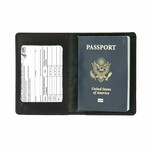 Leather Passport and Vax Card Holder // Black