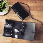 Sidekick Leather Travel Cord Organizer // Black