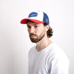 Razor Baseball Cap // White + Blue + Red