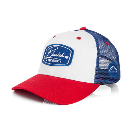 Razor Baseball Cap // White + Blue + Red