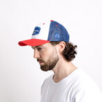 Razor Baseball Cap // White + Blue + Red