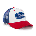 Razor Baseball Cap // White + Blue + Red