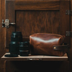 High Line Large Leather Toiletry Bag // Saddle