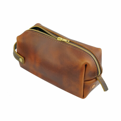 High Line Large Leather Toiletry Bag // Saddle