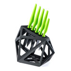 Precision Black Steel 6 Piece Set + Black Diamond XL Knife Block // Lime Green
