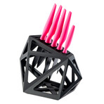 Precision Black Steel 6 Piece Set + Black Diamond XL Knife Block // Pink