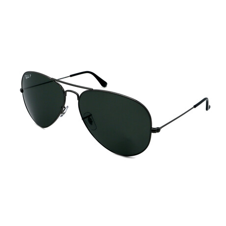 Ray-Ban // Unisex Aviator RB3025 4/58 Polarized Sunglasses // Gunmetal + Green