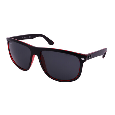 Men's Square RB4147 617187 Sunglasses // Matte Black-Red + Gray
