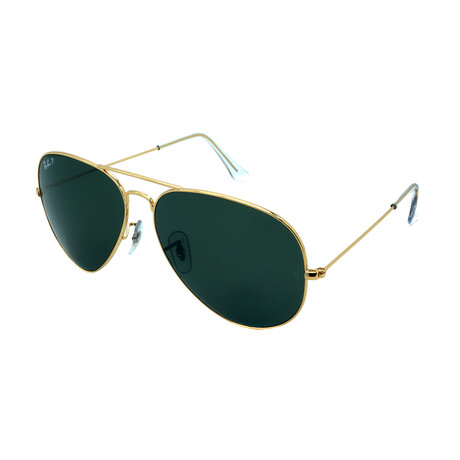 Unisex Aviator RB3025 1/58 Polarized Sunglasses // Gold + Green