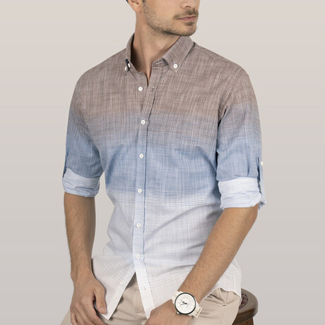 Kyle Button-Up // Brown + Blue (S)