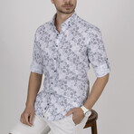 Tyler Button-Up // White + Gray (M)