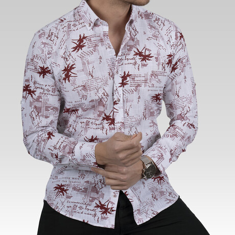 Dean Button-Up // White + Red (S)