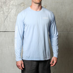 Crescent City Long Sleeve Bamboo Men's Sun Shirt // Upf 45 // Icy Blue (XL)