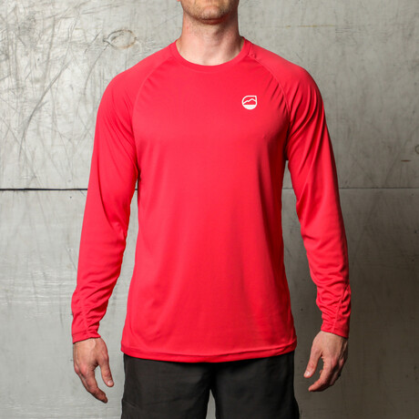 Shoreline Long Sleeve Lightweight Men's Sun Shirt // Upf 50+ // Scarlet Red (XS)