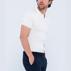 Cable Knit Short Sleeve Polo Shirt // Ecru (3XL)