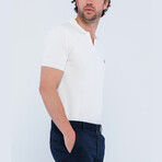 Knitted Short Sleeve Polo Shirt // Ecru (M)