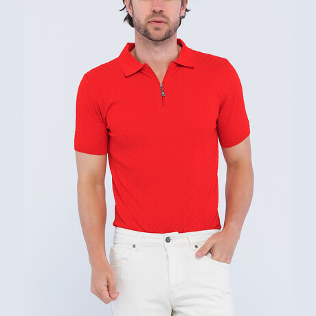Russel Knitted Polo Shirt // Red (S)