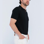 Knitted Short Sleeve Polo Shirt // Black (XL)