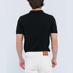 Checker Texture Short Sleeve Polo Shirt // Black (S)