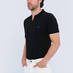 Knitted Short Sleeve Polo Shirt // Black (M)