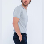 Knitted Short Sleeve Polo Shirt // Gray (M)