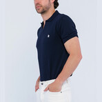 Knitted Short Sleeve Polo Shirt // Navy (XL)