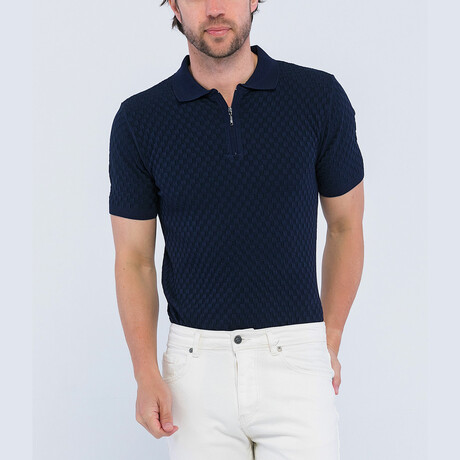 Leo Knitted Polo Shirt // Navy (S)