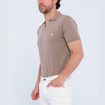 Knitted Short Sleeve Polo Shirt // Light Brown (L)