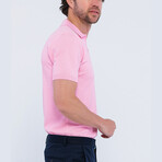 Knitted Short Sleeve Polo Shirt // Pink (S)