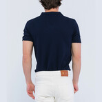 Knitted Short Sleeve Polo Shirt // Navy (L)