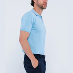 Knitted Short Sleeve Polo Shirt // Light Blue (2XL)