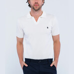 Knitted Short Sleeve Polo Shirt // Ecru (M)