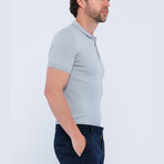 Cable Knit Short Sleeve Polo Shirt // Gray (M)