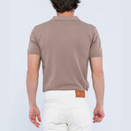 Knitted Short Sleeve Polo Shirt // Light Brown (XL)